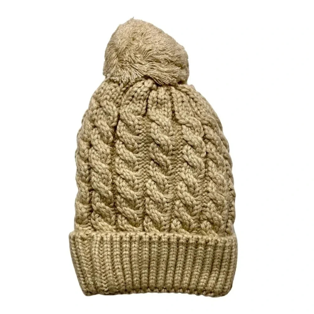 NEW Thermal Lined Cable Knit Fall/Winter Beanie Pom Pom Hat